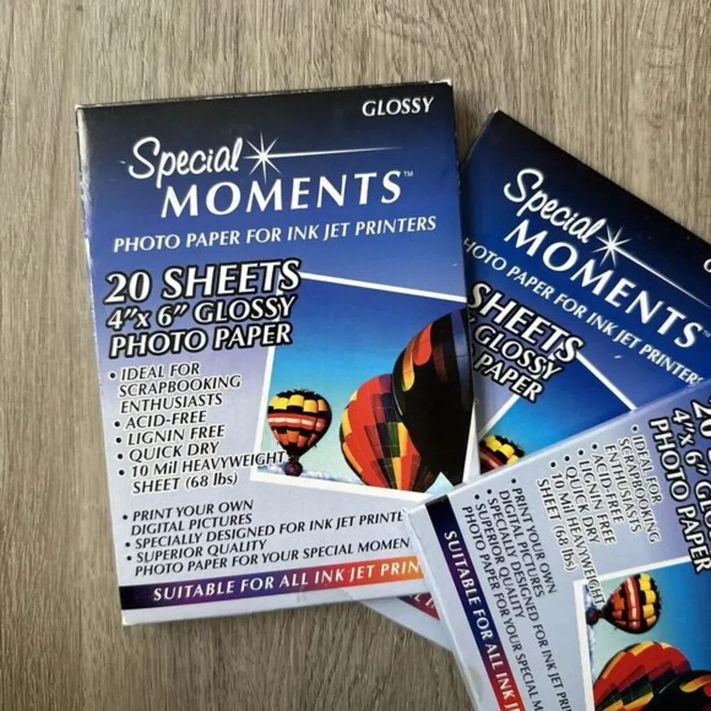 3 Special Moments Photo Paper 4 X 6 Ink Jet 20 sheets ea 10 mil. NEW Acid‎ Free